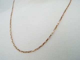 VINTAGE SOLID 9ct GOLD 20 INCH LONG BOX SQUARE LINK NECKLACE,  CHAIN - 3.  3g 3