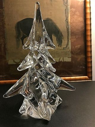 Vintage Lead Crystal Glass Christmas Tree Holiday 8 Inches Tall Murano