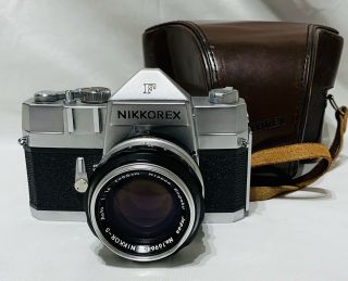 Vintage Nikon Nikkorex F 35mm Camera With Leather Case