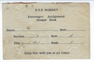 Passenger Assignment On The Hangar Deck Of The Carrier U.  S.  S.  Hornet