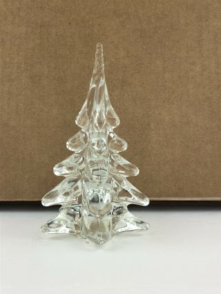 Vintage 6” Clear Heavy Lead Crystal Art Glass Christmas Tree