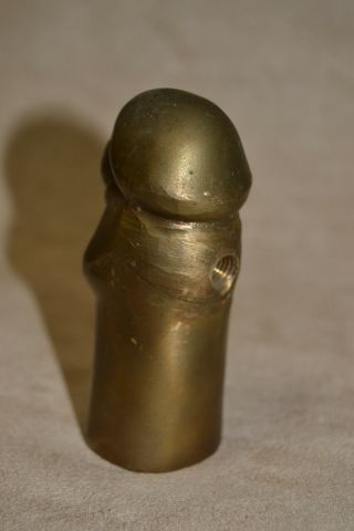 Vintage Solid Bronze Phallic Monk Friar Penis Paperweight Drilled 3