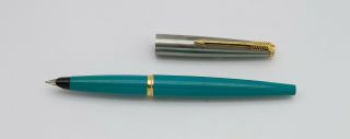 Parker,  45 Fountain Pen,  Aqua W/chrome Plated Cap & Gold Plated Trim