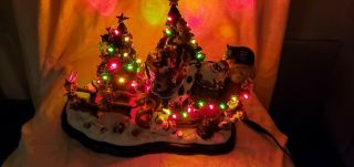 Danbury Comical Cats Christmas Sleigh,  Lights Up Gary Patterson