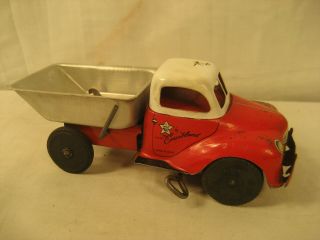Vintage Walt Reach Courtland Tin Litho Wind Up Toy Dump Truck 7 1/4 " Long