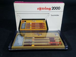 Vintage Tuschefulller Rotring 2000 Drawing Pen Set 02 03 04 05 Made In Germany