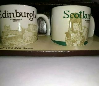 Rare Starbuck Coffee Set Of Two Demitasse Edinburgh And Scotland Mugs