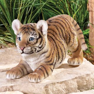 Adorable Baby Tiger On The Prowl Indoor/outdoor Garden Statue