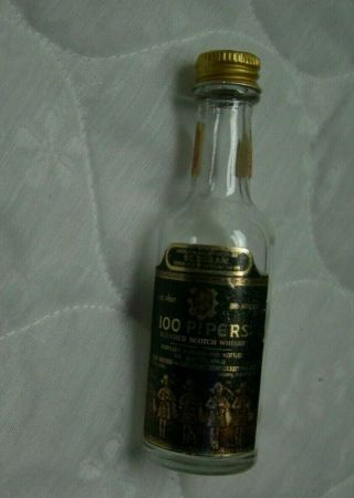 Seagram 100 Pipers Scotch Whisky Clear Glass 10th Pint Mini Bottle/empty