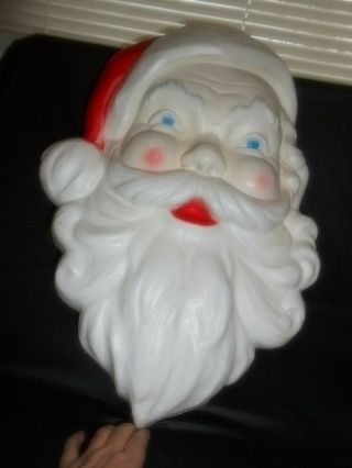 Vintage Union Santa Head Face Blow Mold Wall Hanging Made In Usa 21 "