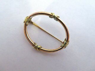 Antique Estate 10k Rose & Yellow Gold Victorian Love Knot Brooch Pin