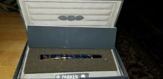 Parker Duofold Roller Ball Pen Blue Marble W/gold Trim