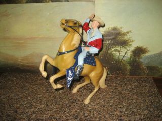 Hartland Roy Rogers On Full Rearing Trigger Horse Complete With Saddle Hat Guns