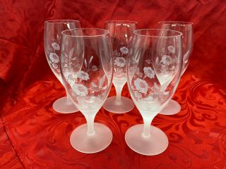 5 Hummingbird By Avon Iced Tea Crystal Glasses Frosted Stems
