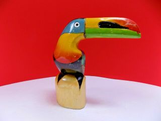 Balsa Wood Toucan Bird Figurine 8 " Hand Carved & Painted Ecuador Folk Art