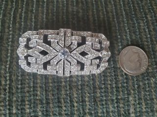 Vintage Sterling Silver Stamped Pin/brooch Art Deco Design 2 Inch