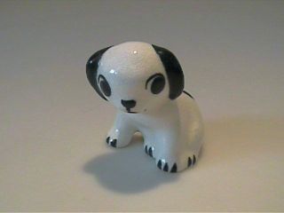 Vintage 1949 Hagen Renaker Miniature Black & White Sitting Puppy Dog