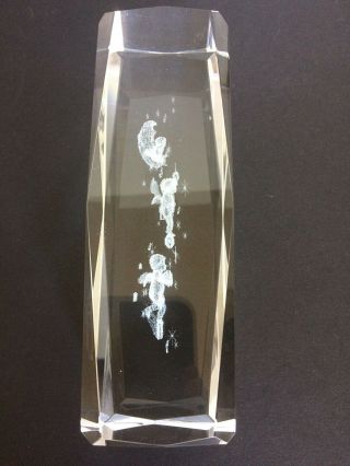 3d Laser Etched Crystal Glass Paperweight Cupid Heart 6 " X 2 " Bow Arrow Love