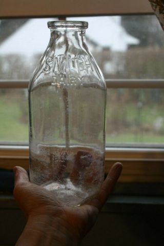 Vintage Glass Embossed Smith Dairy Quart Milk Bottle Orrville Ohio