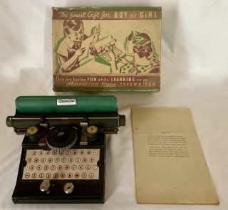 Vtg 1930s American Flyer Children ' s Toy Typewriter w Box & Instructions 2