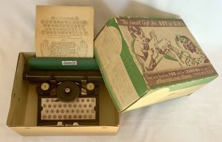 Vtg 1930s American Flyer Children ' s Toy Typewriter w Box & Instructions 3