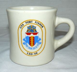 Ultima 7 Oz Uss Fort Fisher Lsd - 40 Support From Sea To Shore Diner Style Mug Cup