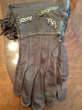 Never Worn Vintage Pair Roy Rogers Kids Brown Leather Gloves