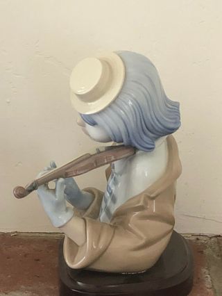 Lladro Figurine THE BLUES VIOLIN CLOWN HEAD BUST & WOOD BASE 5600 Retired 2