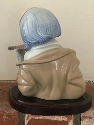 Lladro Figurine THE BLUES VIOLIN CLOWN HEAD BUST & WOOD BASE 5600 Retired 3