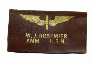 Ww2 Vintage Usn Naval Aviation Amm Russet Brown Id Wings Type G - 1 Jacket Plate