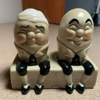 Vintage Salt & Pepper Shakers: Humpty Dumpty 3 Piece Nursery Rhymes Japan