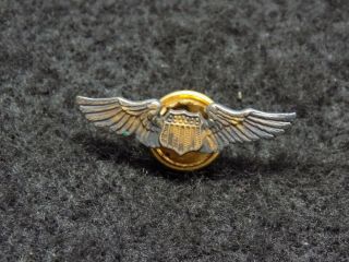 Wwii Us Army Air Corp Pilot 12kt Gold On Sterling Silver Lapel Pin