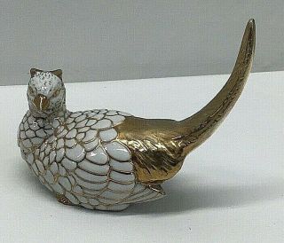 Porcelain Quail Bird With Gold Accents Signed By Artist Roberta Robertson