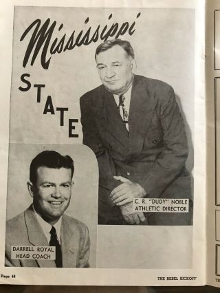 Vintage 1954 Ole Miss vs Mississippi State Darrell Royal Football Program Vaught 2