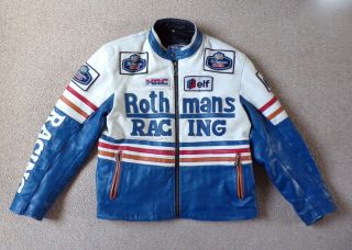 Vintage Rothmans Racing Leather Motorcycle Jacket (s) 1990 