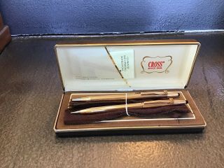 Vintage Cross Pen 14k Gold Filled Pen And Mechanical Pencil Set Ballpoint