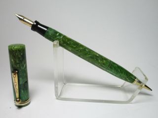 Jade Green Victor Combo Fountain Pen & Pencil Flexy 14ct B Nib