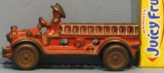 Tiny 3 3/4 " Cast Iron Fire Truck All & Authentic Now On T227