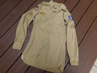 Wwii U.  S.  8th & 2nd Army Air Force Patched Khaki Sergeant Shirt