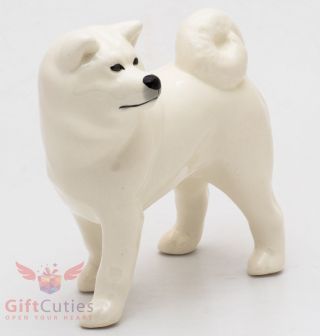 Porcelain Figurine Of The White Akita Dog