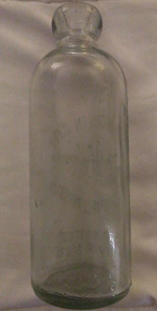 The Queen City Bottling Embossed Hutchinson Soda Blob Top Aqua Bottle W.  H. 2