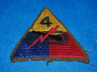 Cut - Edge Wool Ww2 4th Armored Division Patch Off Uniform