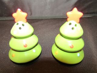 Vintage Salt & Pepper Shaker Set Christmas Trees Ceramic