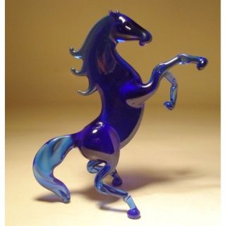 Blown Glass Figurine " Murano " Animal Rearing Cobalt Blue Horse