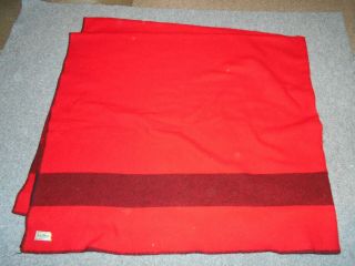 Ll Bean Usa Vintage 92 " X102 " Wilderness Lodge Red W/black Stripe Wool Blanket