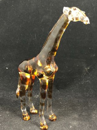 Giraffe Miniature Figurine Animal Hand Blown Glass Gold Trim Collectible