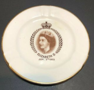 Queen Elizabeth Ii June 2nd 1953 Coronation Duchess Bone China Ashtray Plate