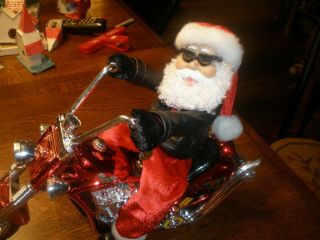 Biker Santa On Christmas Motorcycle,  Born To Be Wild Music,  Lights Up,  Animated