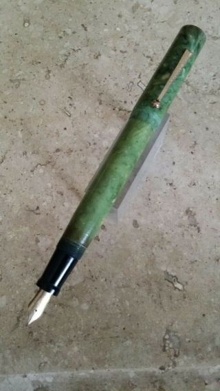Oversize Vintage Jade Green Webster Fountain Pen With 14k Nib