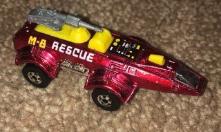 Vintage 1978 Hot Wheels,  Spacer Racer,  Metallic Red Space Car M - 8 Rescue Vehicle
